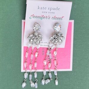 KATE SPADE Silver-Tone Flower Statement Chandelier Earrings